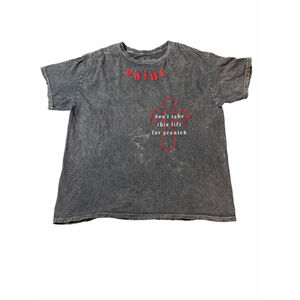 Popular Poison Saint Cross Graphic Tee Distressed Wash Grunge Goth Streetwear L